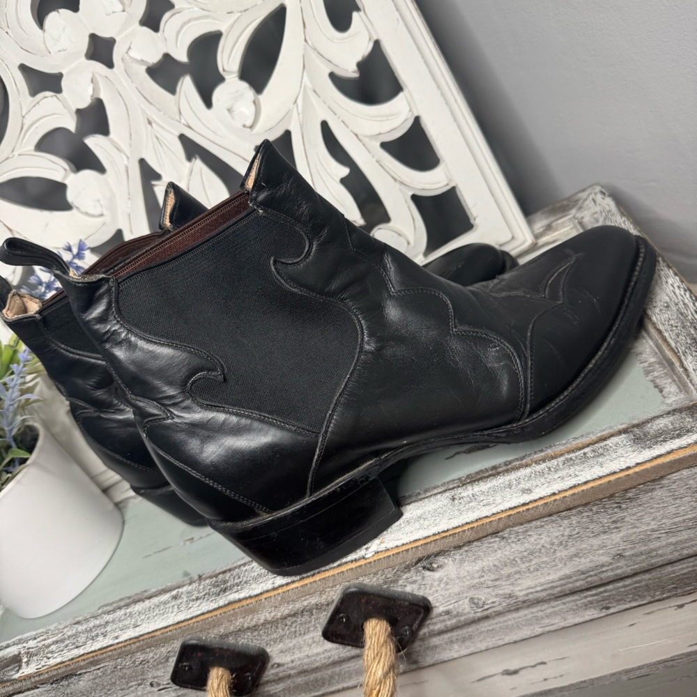 VINTAGE Western Pointed Toe Pull On Ankle Cowboy Boot Size 8.5EE Rodeo - Picture 9 of 16
